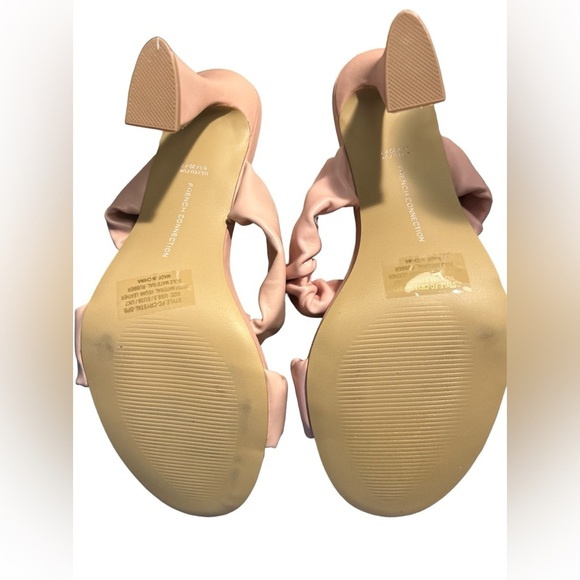 French Connection Pink Heeled Mules with Ruched Straps - Picture 3 of 3
